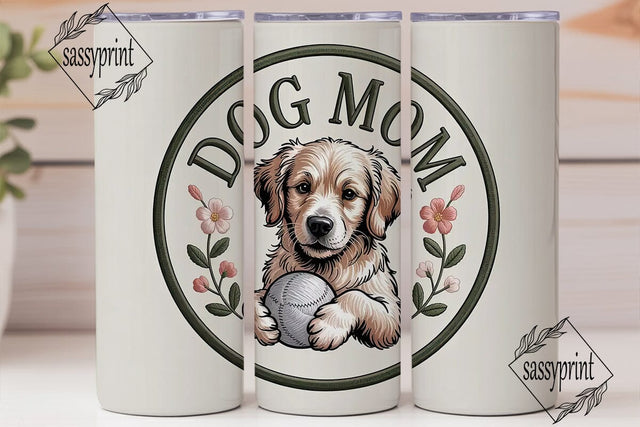 Dog Mom Embroidered 20oz Tumbler Wrap Sublimation sassyprint 