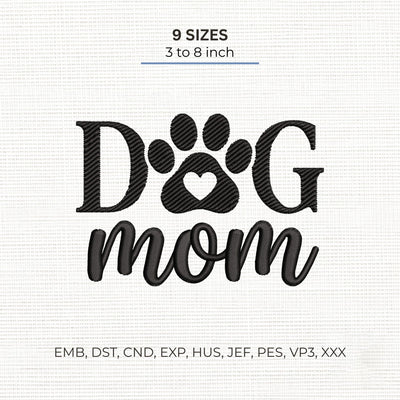 Dog Mom Embroidery Design – Paw Print Heart Pet Mama Machine Embroidery File Embroidery/Applique DESIGNS PatternFeed8 