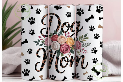 Dog Mom Floral 20oz Tumbler Wrap Sublimation PixelChick 