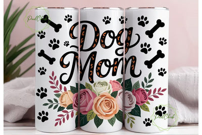 Dog Mom Floral 20oz Tumbler Wrap Sublimation PixelChick 