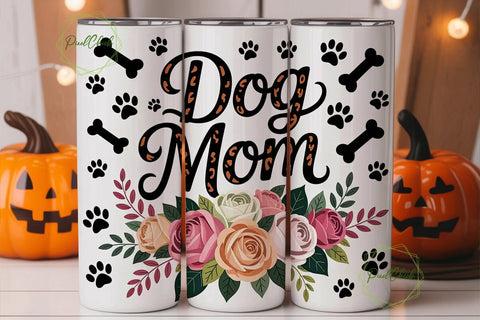 Dog Mom Floral 20oz Tumbler Wrap Sublimation PixelChick 