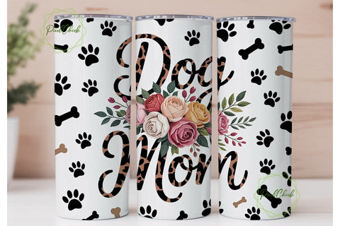 Dog Mom Floral 20oz Tumbler Wrap Sublimation PixelChick 