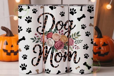 Dog Mom Floral 20oz Tumbler Wrap Sublimation PixelChick 