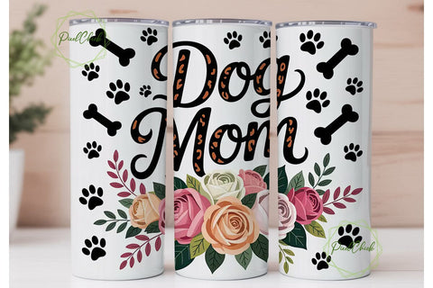 Dog Mom Floral 20oz Tumbler Wrap Sublimation PixelChick 