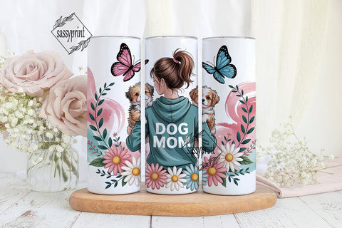 Dog Mom Floral 20oz Tumbler Wrap Sublimation sassyprint 