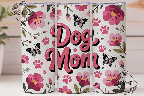 Dog Mom Floral 20oz Tumbler Wrap Sublimation sassyprint 