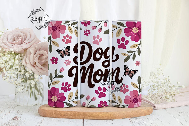 Dog Mom Floral 20oz Tumbler Wrap Sublimation sassyprint 