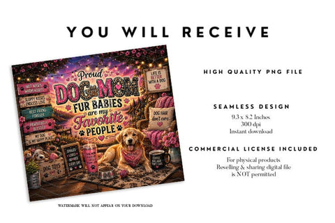 Dog Mom Fur Baby Tumbler Wrap PNG Sublimation BijouBay 