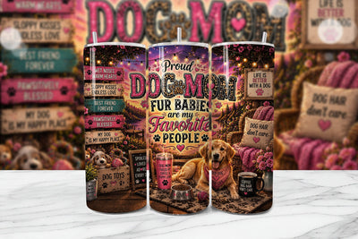 Dog Mom Fur Baby Tumbler Wrap PNG Sublimation BijouBay 