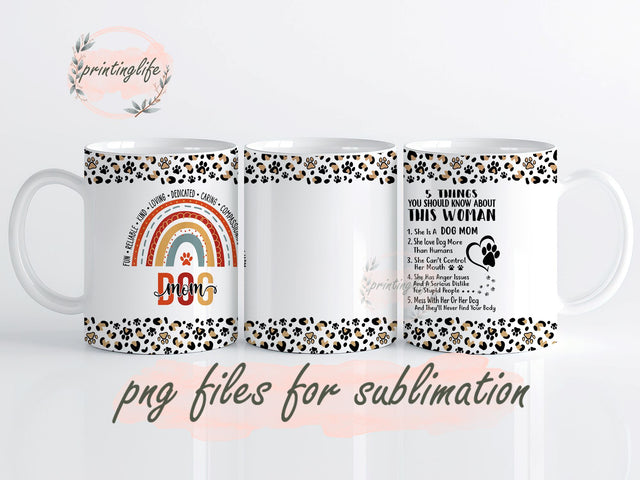 Dog Mom Gifts for Women - Stainless Steel Leopard Rainbow Mug Wrap Design, Instant Digital Design Download Mug Wrap Design, Mug Design PNG Sublimation PrintingLife 