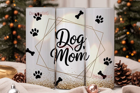 Dog Mom Glitter 20oz Tumbler Wrap Sublimation DesignSVG 