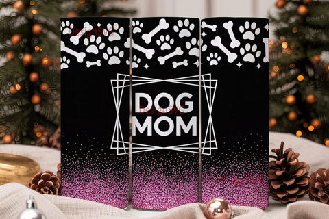 Dog Mom Glitter 20oz Tumbler Wrap Sublimation DesignSVG 