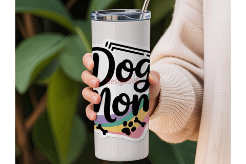 Dog Mom Glitter 20oz Tumbler Wrap Sublimation DesignSVG 