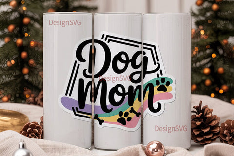 Dog Mom Glitter 20oz Tumbler Wrap Sublimation DesignSVG 