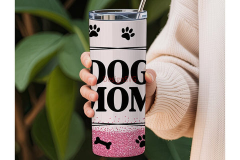 Dog Mom Glitter 20oz Tumbler Wrap Sublimation DesignSVG 