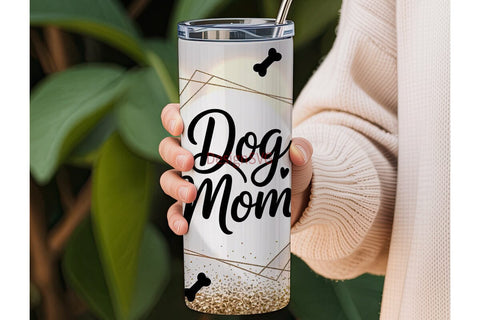 Dog Mom Glitter 20oz Tumbler Wrap Sublimation DesignSVG 