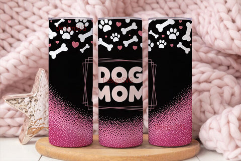Dog Mom Glitter 20oz Tumbler Wrap Sublimation DesignSVG 