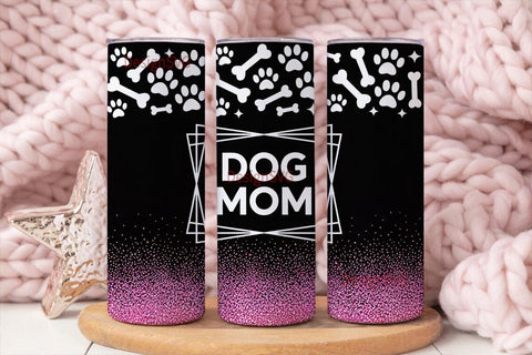 Dog Mom Glitter 20oz Tumbler Wrap Sublimation DesignSVG 