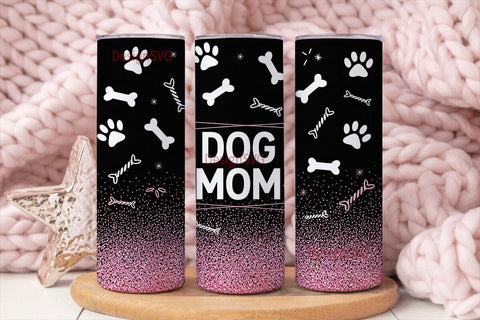 Dog Mom Glitter 20oz Tumbler Wrap Sublimation DesignSVG 