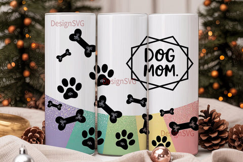 Dog Mom Glitter 20oz Tumbler Wrap Sublimation DesignSVG 
