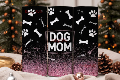 Dog Mom Glitter 20oz Tumbler Wrap Sublimation DesignSVG 