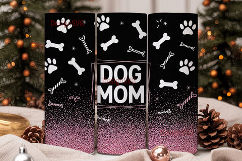 Dog Mom Glitter 20oz Tumbler Wrap Sublimation DesignSVG 
