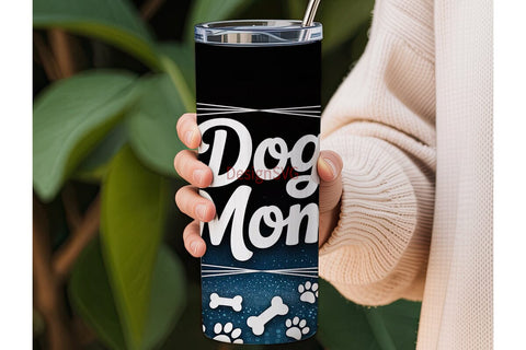 Dog Mom Glitter 20oz Tumbler Wrap Sublimation DesignSVG 
