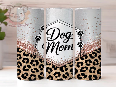 Dog Mom Hex Frame 20oz Tumbler, Cursive Script, Hexagonal Frame, Paw Print Motifs, Elegant Design, Skinny Tumbler, Sublimation PNG Sublimation Lara' s Designs 