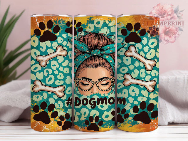 Dog Mom Messy Bun Tumbler Wrap, Messy Bun Tumbler, 20oz Tumbler Wrap, Sublimation Design, Pet Lover Tumbler, Dog Lover Gift, Animal Lover Tumbler Sublimation Li Zamperini 