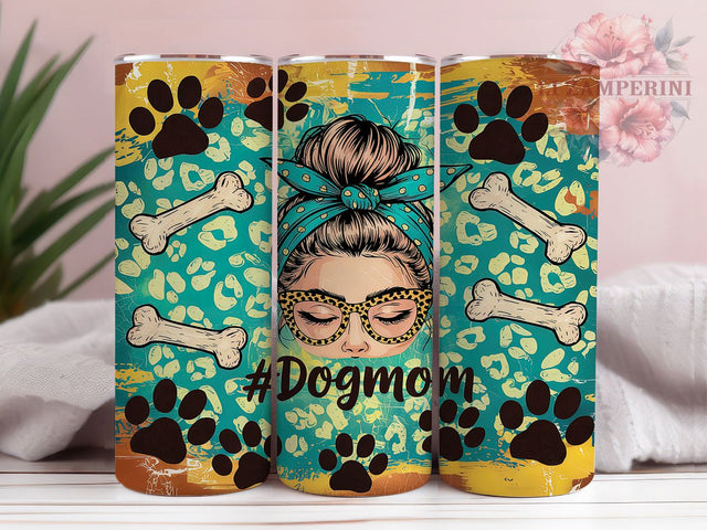 Dog Mom Messy Bun Tumbler Wrap, Messy Bun Tumbler, 20oz Tumbler Wrap, Sublimation Design, Pet Lover Tumbler, Dog Lover Gift, Animal Lover Tumbler Sublimation Li Zamperini 