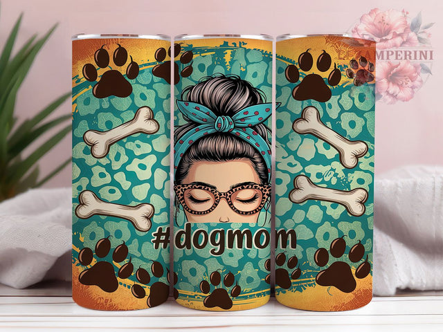 Dog Mom Messy Bun Tumbler Wrap, Messy Bun Tumbler, 20oz Tumbler Wrap, Sublimation Design, Pet Lover Tumbler, Dog Lover Gift, Animal Lover Tumbler Sublimation Li Zamperini 