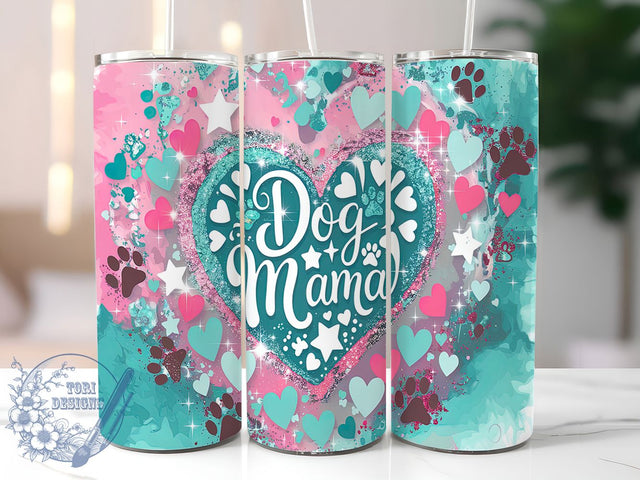 Dog Mom Paw Print Pet Lover Tumbler, Pet Lover Gift, 20oz Sublimation Wrap, Heart Paw Print Design, Fur Mama Mug, Animal Lover Drinkware, Dog Lover Gift, Cute Pet Mom Tumbler, Custom Dog Mom Cup Sublimation ToriDesigns 