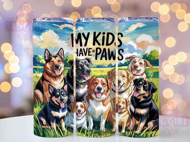 Dog Mom Paws 20oz Tumbler Wrap, My Kids Have Paws, 20oz Sublimation Wrap, Pet Lover Tumbler, Cute Dog Quote Design, Fur Baby Drinkware, Animal Lover Gift Sublimation SvggirlplusArt 