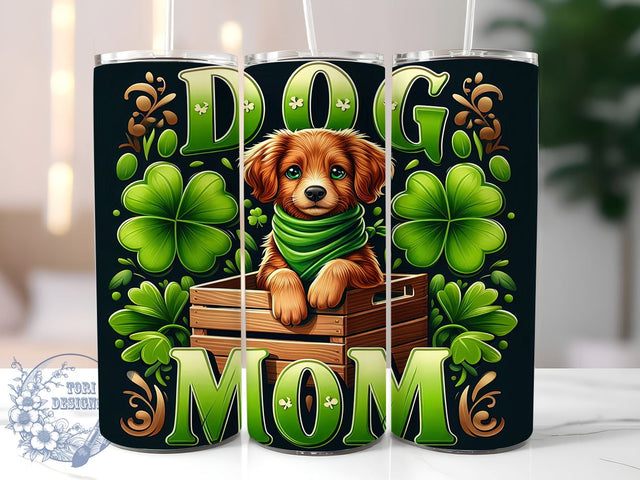 Dog Mom St. Patrick's Day 20oz Skinny Tumbler, St. Patrick's Day Tumbler Png, Straight & Tapered Tumbler Wrap, Instant Digital Download Sublimation ToriDesigns 