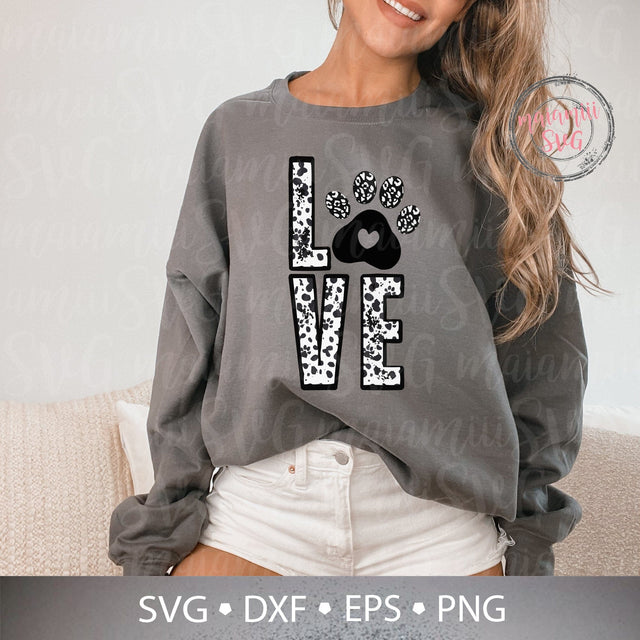Dog Mom Svg, Paw Heart Svg, Paw Print Heart Svg, Love With Paw Print, Animal Lover Svg, Cat and Dog Svg SVG MaiamiiiSVG 