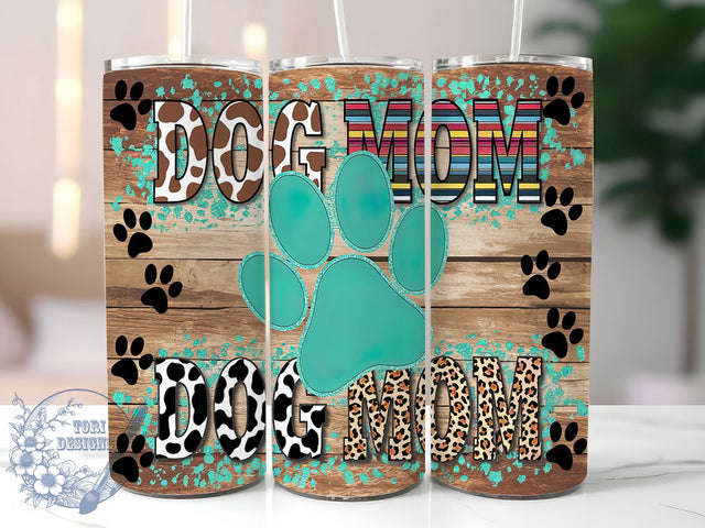 Dog Mom Western Cow Print Tumbler Wrap, Western Cow Print Wrap, 20oz Sublimation Wrap, Country Dog Lover Cup, Rustic Western Tumbler, Boho Pet Mom Design, Cowboy Aesthetic Tumbler Sublimation ToriDesigns 