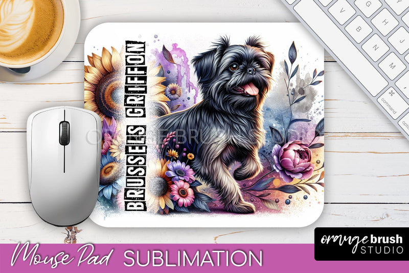 Dog Mouse Pad Design - Dog Mom Floral Mousepad Sublimation Sublimation OrangeBrushStudio 