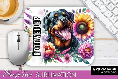 Dog Mouse Pad Design - Dog Mom Floral Mousepad Sublimation Sublimation OrangeBrushStudio 