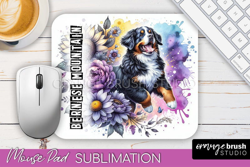 Dog Mouse Pad Design - Dog Mom Floral Mousepad Sublimation Sublimation OrangeBrushStudio 