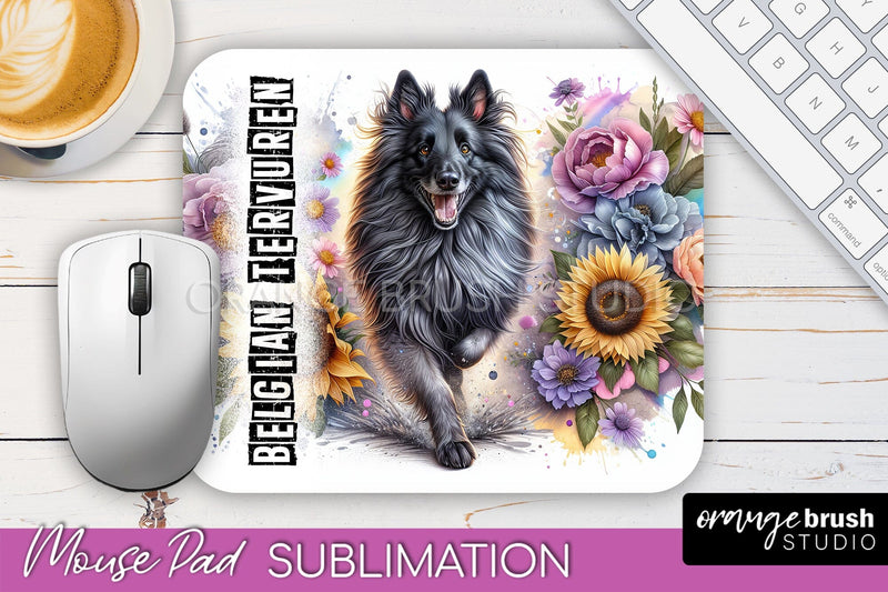 Dog Mouse Pad Design - Dog Mom Floral Mousepad Sublimation Sublimation OrangeBrushStudio 