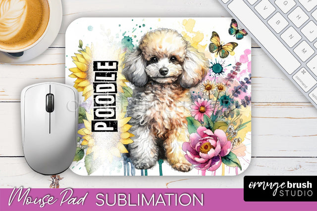 Dog Mouse Pad Design - Dog Mom Floral Mousepad Sublimation Sublimation OrangeBrushStudio 