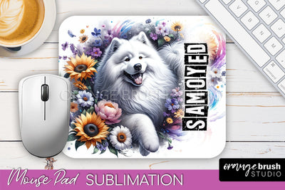 Dog Mouse Pad Design - Dog Mom Floral Mousepad Sublimation Sublimation OrangeBrushStudio 