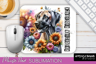 Dog Mouse Pad Design - Dog Mom Floral Mousepad Sublimation Sublimation OrangeBrushStudio 