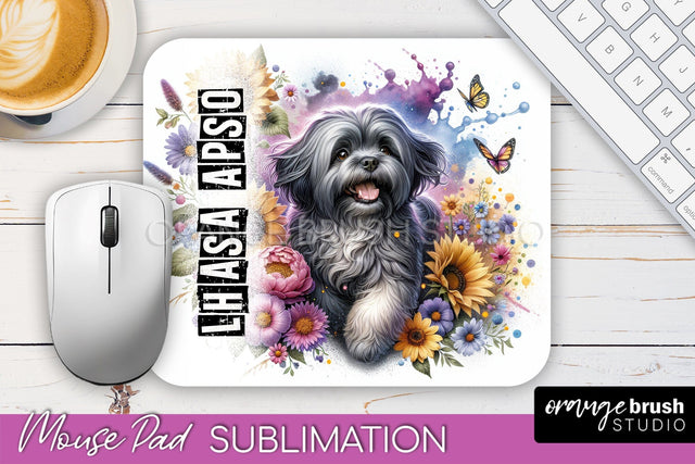 Dog Mouse Pad Design - Dog Mom Floral Mousepad Sublimation Sublimation OrangeBrushStudio 
