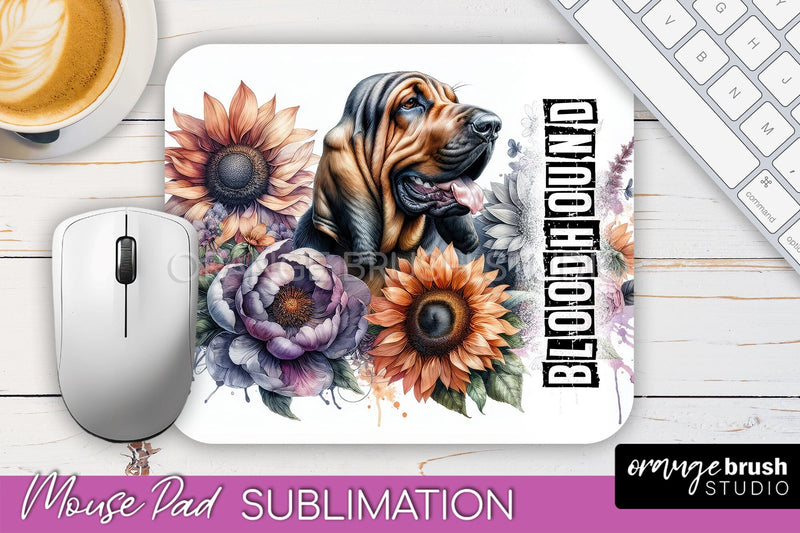 Dog Mouse Pad Design - Dog Mom Floral Mousepad Sublimation Sublimation OrangeBrushStudio 