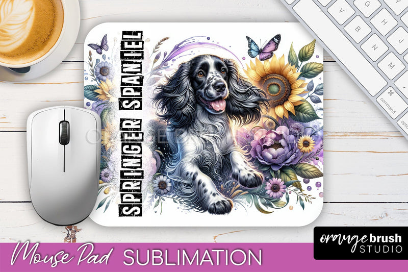 Dog Mouse Pad Design - Dog Mom Floral Mousepad Sublimation Sublimation OrangeBrushStudio 