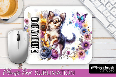 Dog Mouse Pad Design - Dog Mom Floral Mousepad Sublimation Sublimation OrangeBrushStudio 