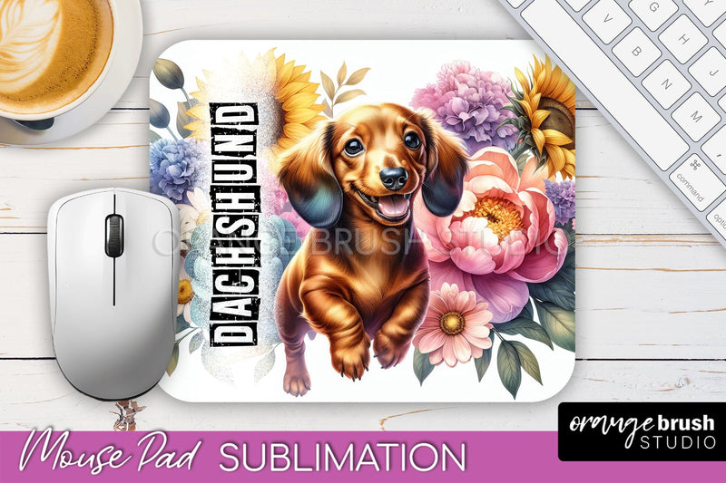 Dog Mouse Pad Design - Dog Mom Floral Mousepad Sublimation Sublimation OrangeBrushStudio 