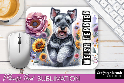 Dog Mouse Pad Design - Dog Mom Floral Mousepad Sublimation Sublimation OrangeBrushStudio 