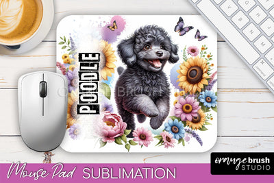 Dog Mouse Pad Design - Dog Mom Floral Mousepad Sublimation Sublimation OrangeBrushStudio 